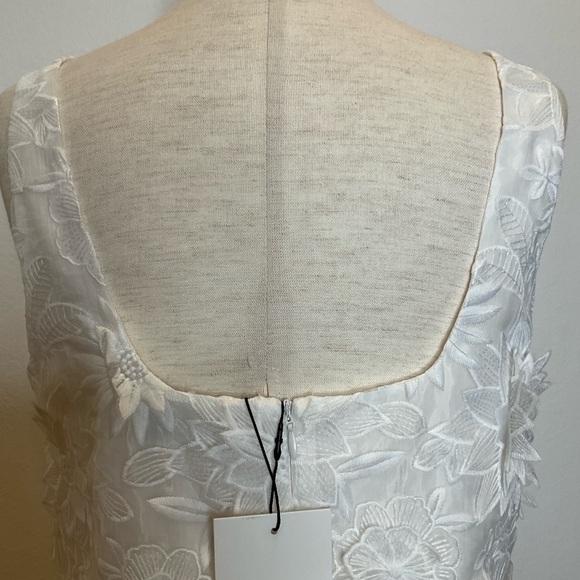 NWT Zara Collection Embroidered Flower Applique Square Neck Shift Mini Dress - Picture 9 of 14